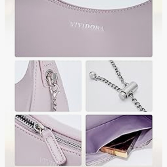 Vividora small handbag, trendy crescent shoulder bag with top handle - Picture 3 of 6